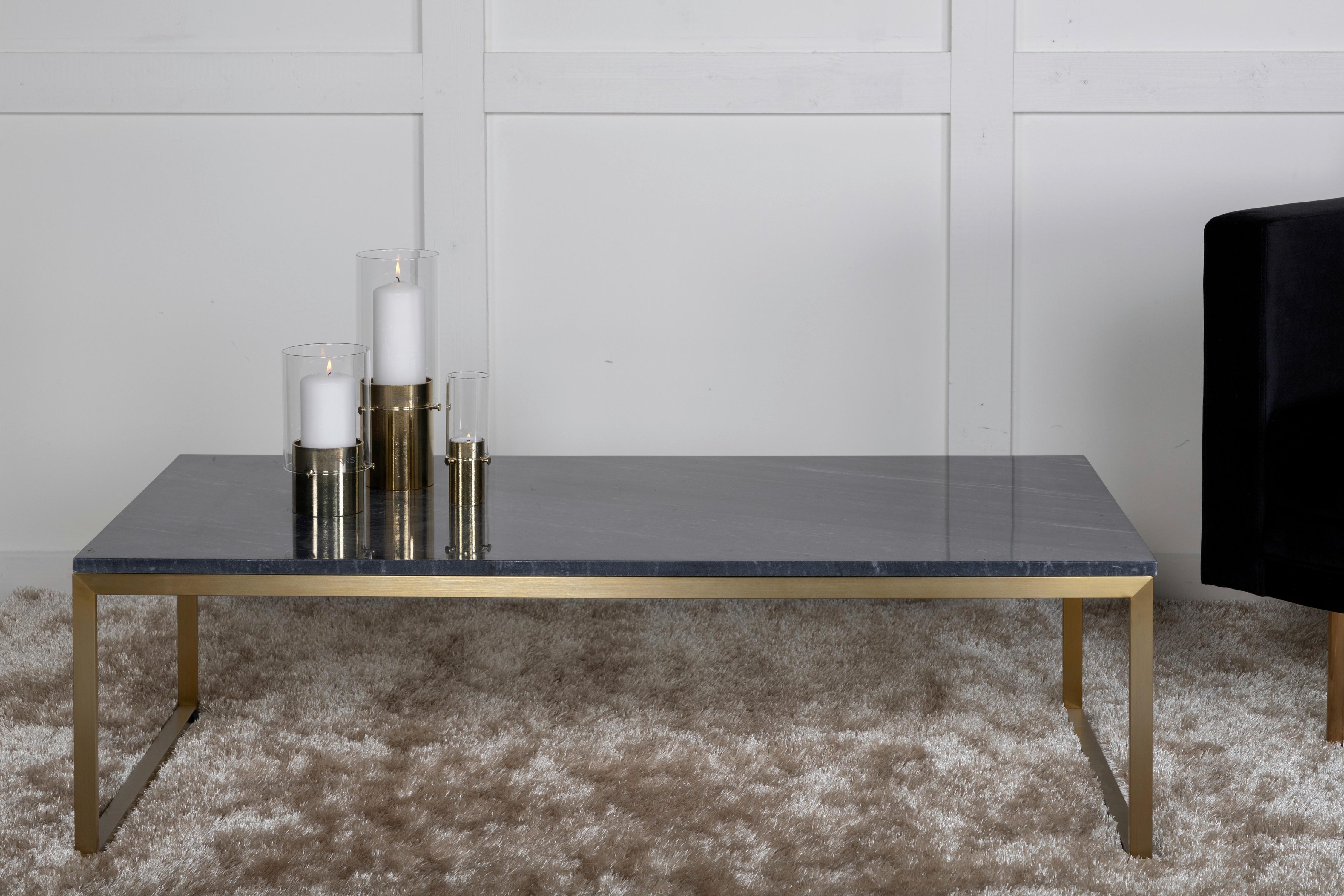 Couchtisch Estelle - Goldfarben/Grau, Design, Stein/Metall (120/60/36cm) - Livetastic