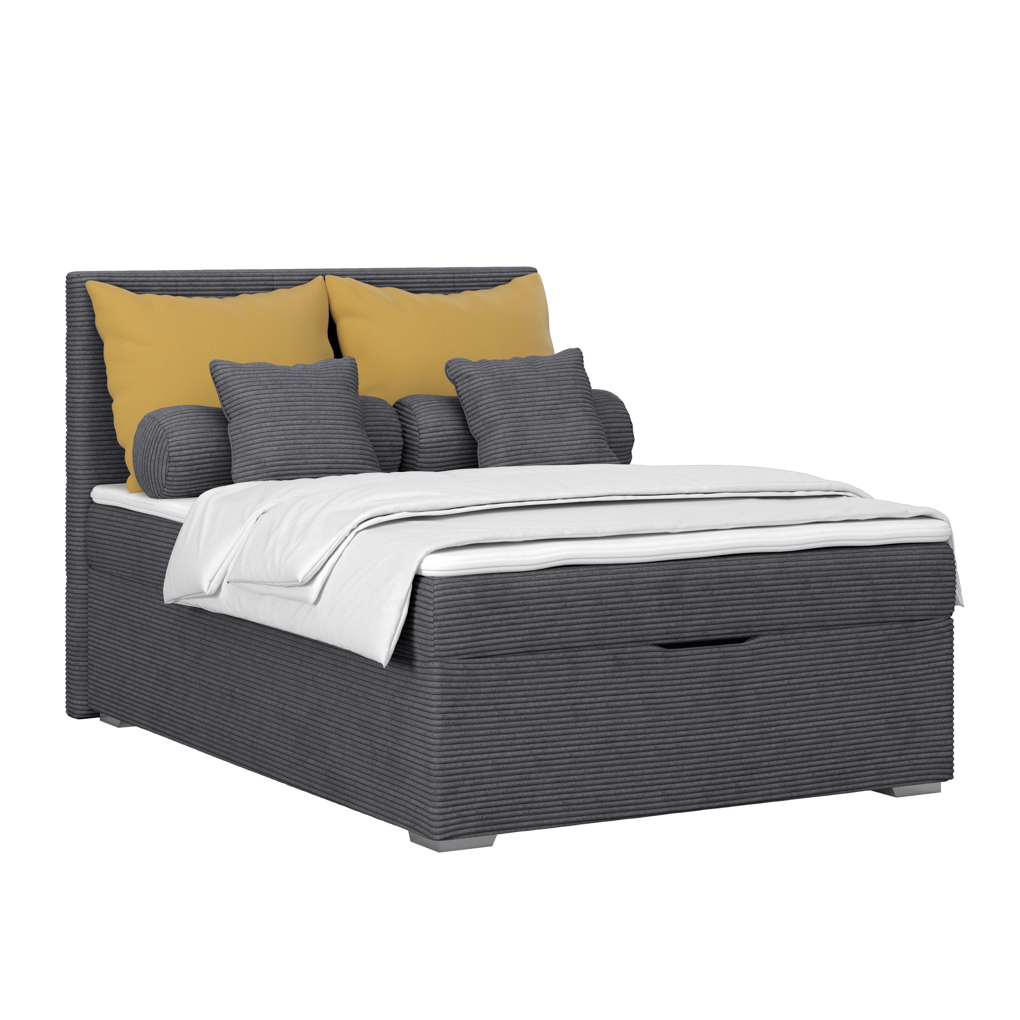 Polsterbett Adria - Chromfarben/Schieferfarben, KONVENTIONELL, Holz/Textil (140/200cm)