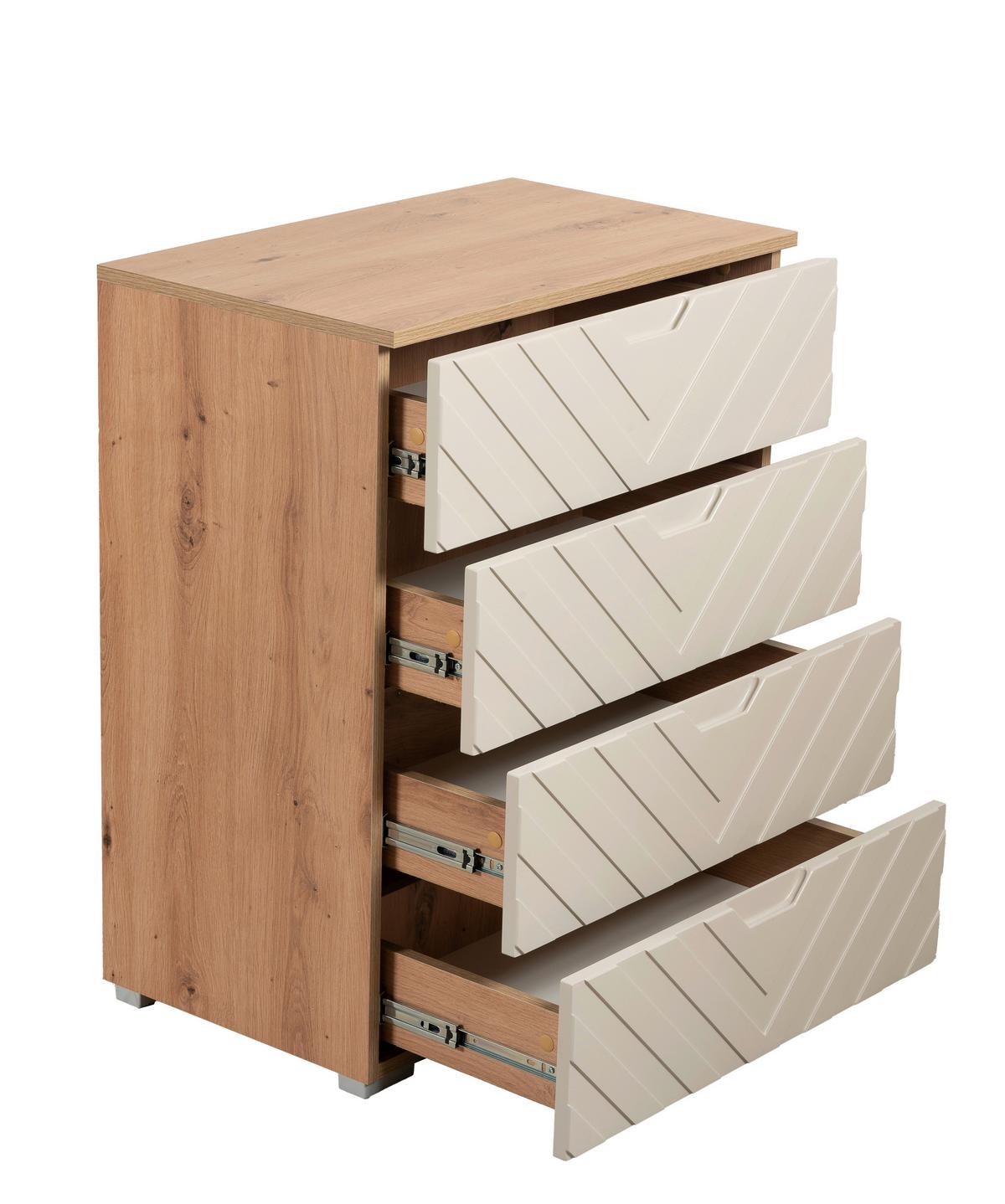 Komoda Sun, barva kašmírová, š: 65 cm - kašmírová/dub artisan, Moderní, kompozitní dřevo (65/80/40cm)