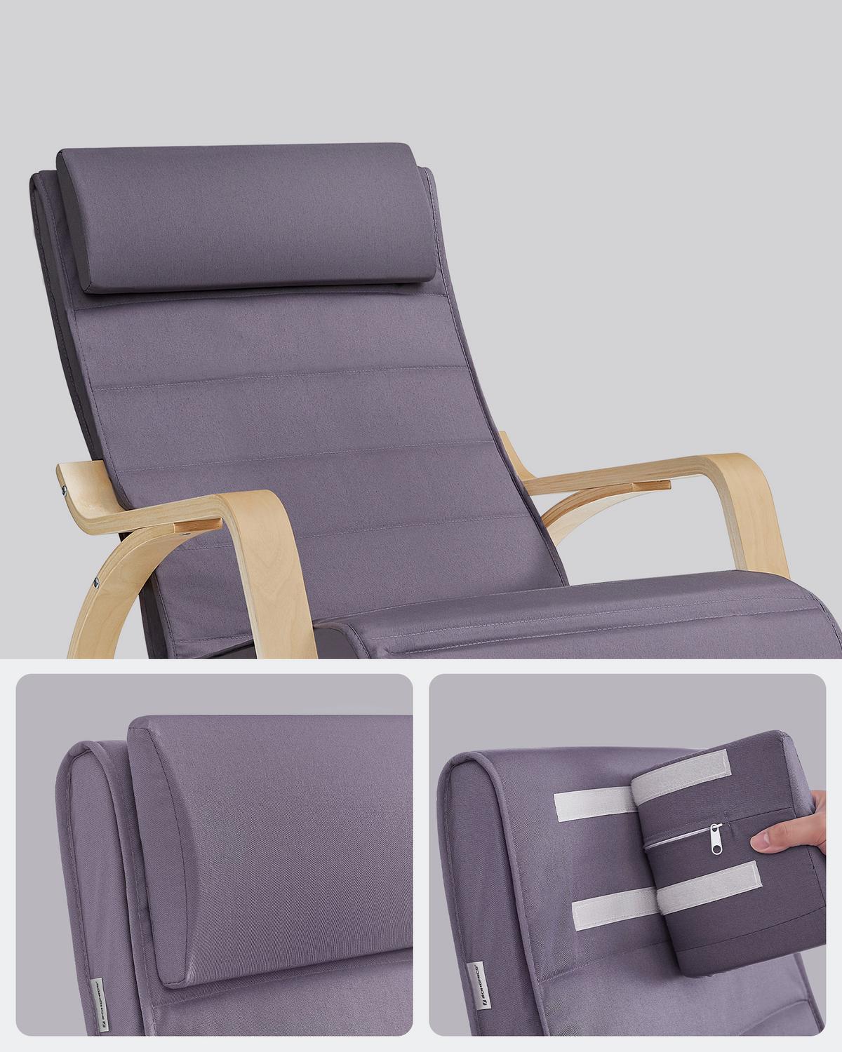 Schaukelstuhl Dunkelgrau B: 121,5cm - Dunkelgrau/Grauweiß, Basics, Holzwerkstoff/Textil (121,5/84/67cm)