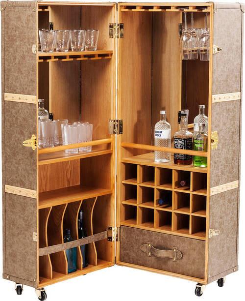Barschrank West Coast - Beige/Braun, Trend, Holz/Textil (60/154/60cm) - Kare-Design