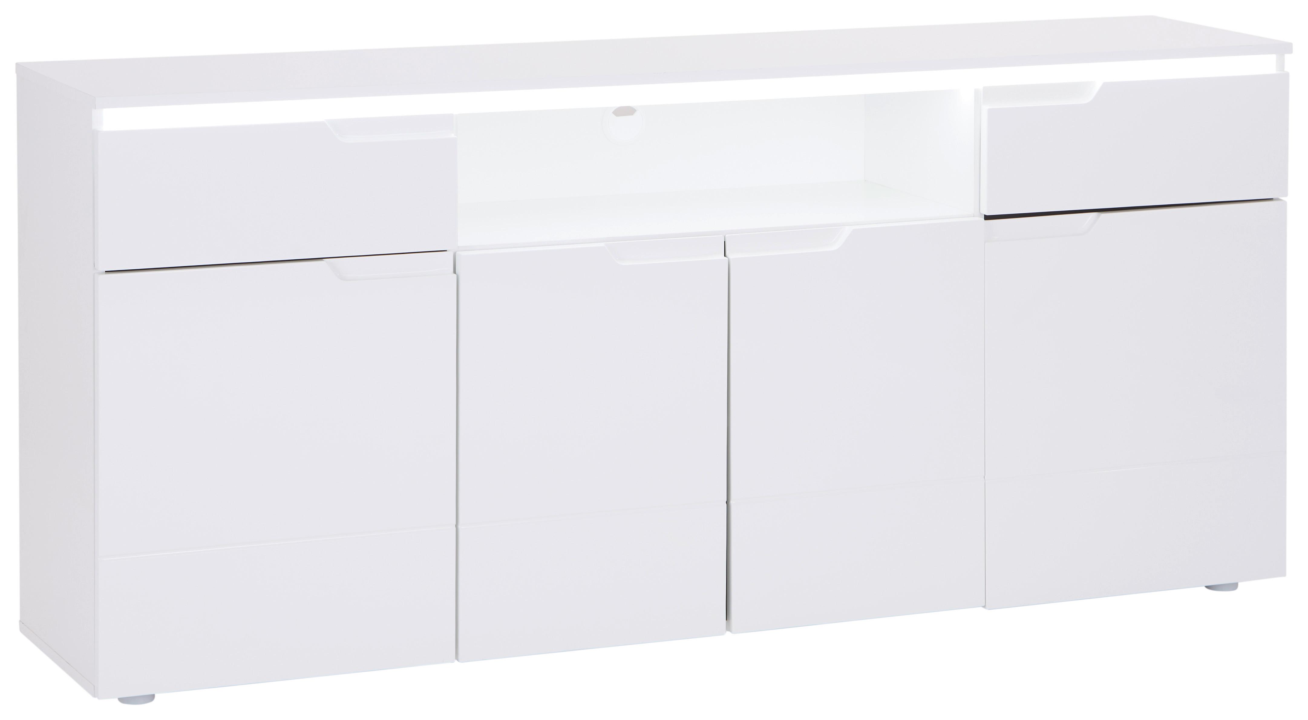 Kommode 180 cm Hilton, Weiß Hilton - Weiß Hochglanz/Weiß, MODERN, Holzwerkstoff (180/83,6/40cm)