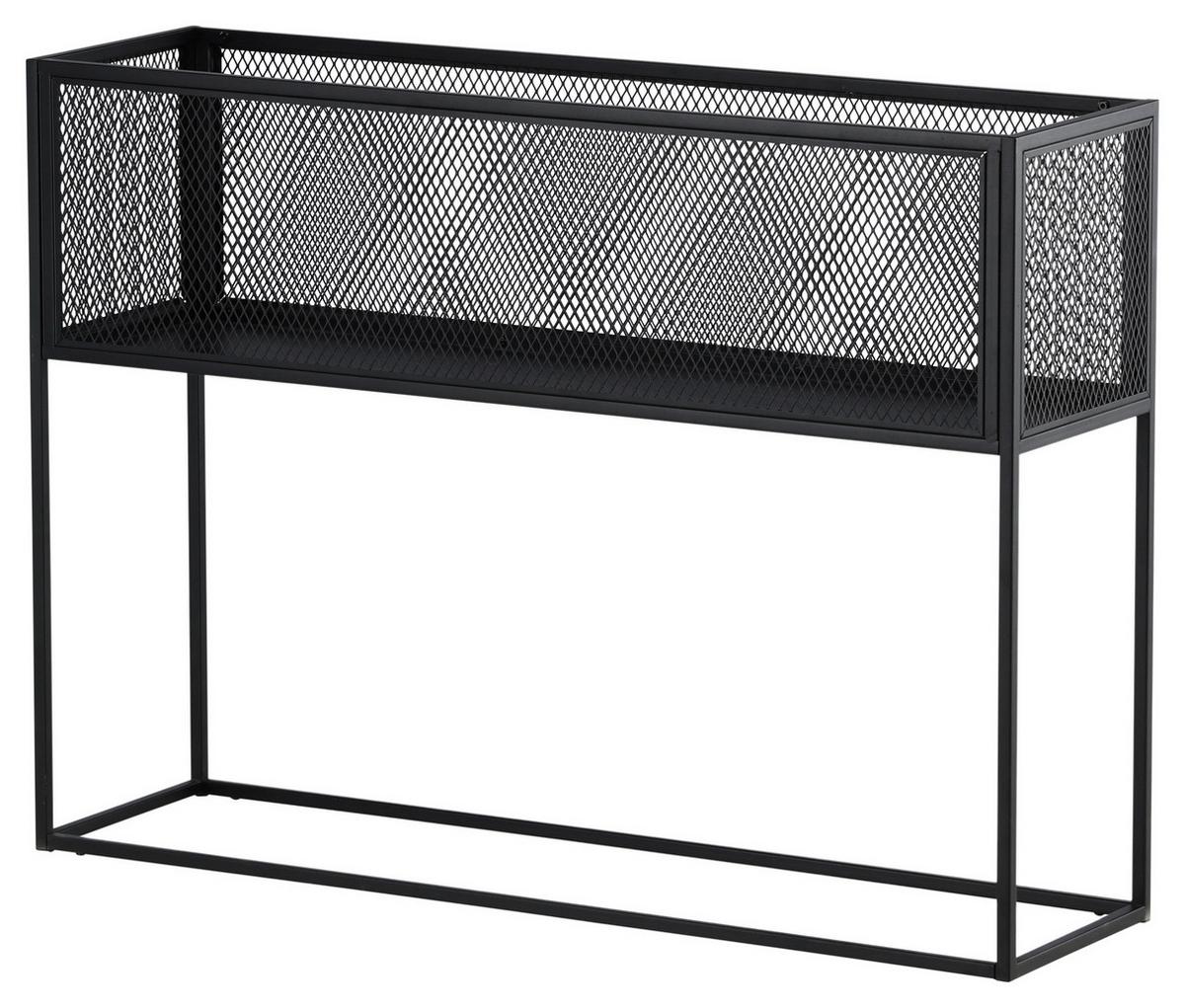 Bücherwand Netz - Schwarz, Design, Metall (110/80/30cm) - Livetastic