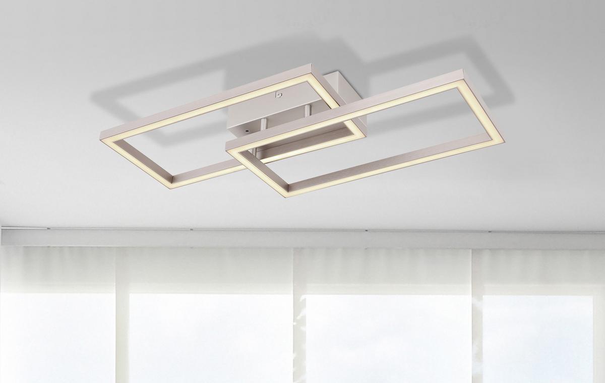 Led-deckenleuchte Erna L: 52 Cm Mit Farbtemperaturwechsler - Opal/Weiß, MODERN, Kunststoff/Metall (52/24,2/7,3cm) - Luca Bessoni