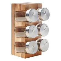 Polička na koreničky Kristina, 7-dielna sada - číra/prírodná farba, Modern, kov/drevo - Zandiara