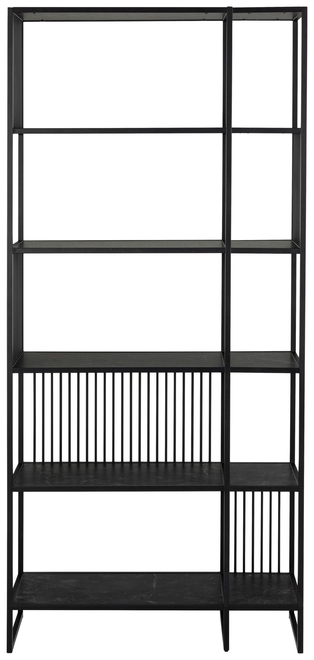 Regál černý, š: 85 CM - černá, Design, kov/kompozitní dřevo (85/35/185cm) - MID.YOU