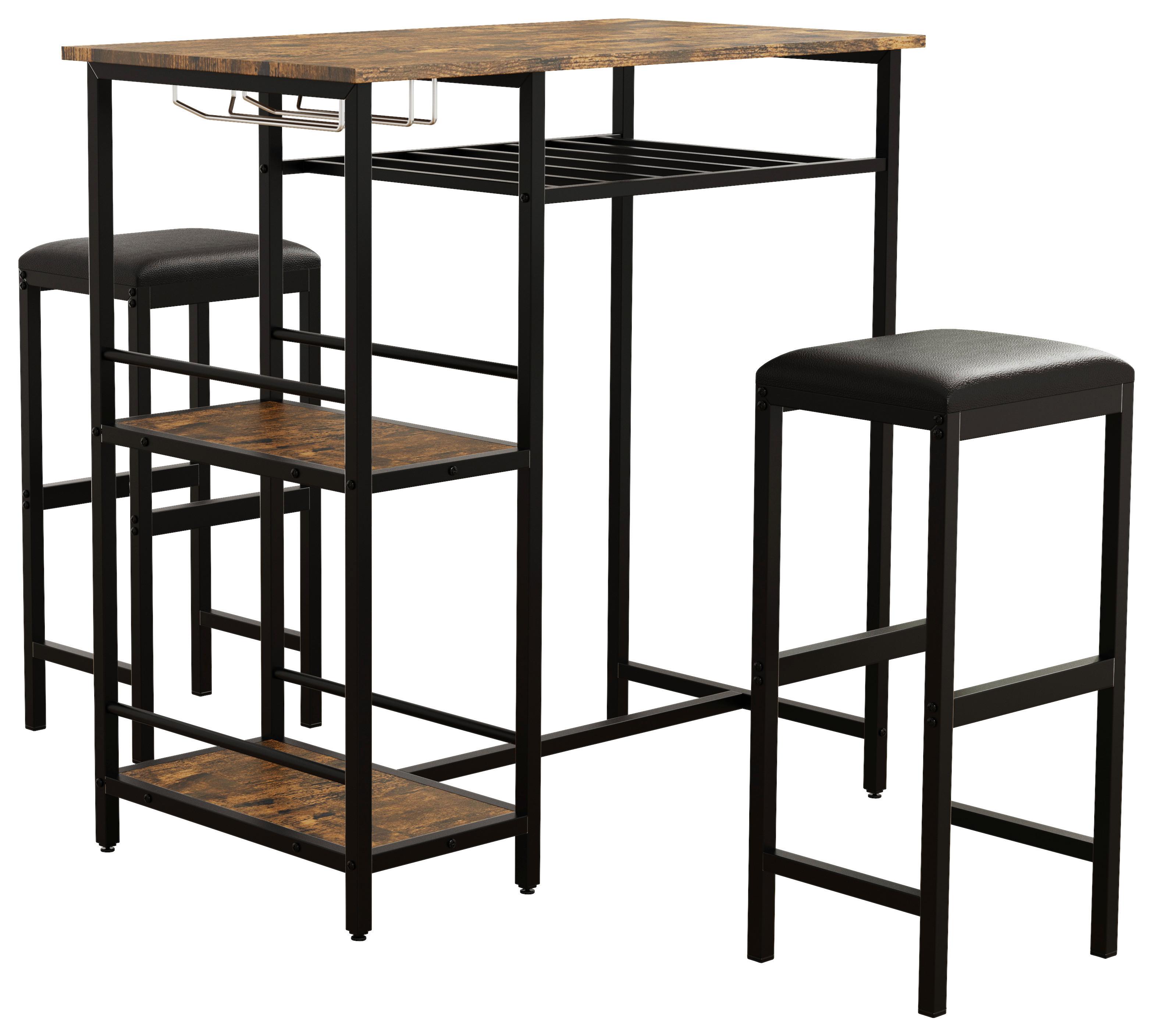 Bartisch Kolari Schwarz/Eichefarben - Eichefarben/Schwarz, Design, Holzwerkstoff/Metall (90/50/93cm) - MID.YOU