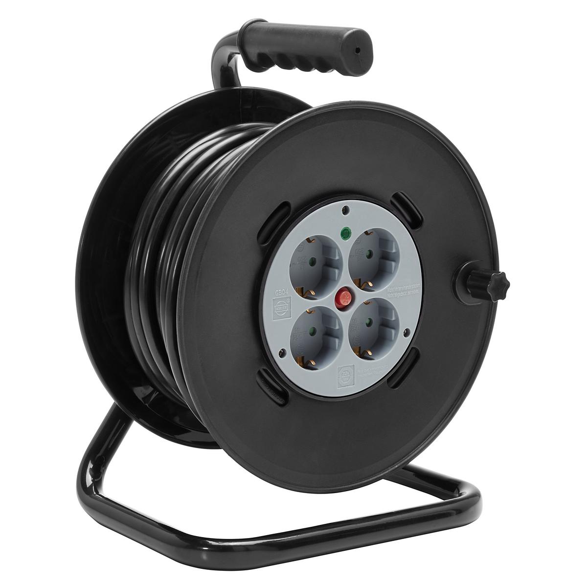 Kabeltrommel Albin 4 Steckdosen, 20 M Kabel - Schwarz/Grau, KONVENTIONELL, Kunststoff (23,5/18,8/32cm) - Homezone