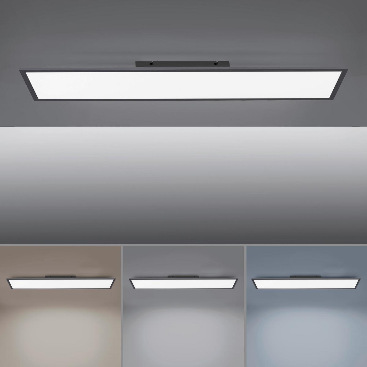 Led-deckenleuchte Flat L: 100 Cm Dimmbar Mit Fernbedienung - Schwarz, Basics, Kunststoff/Metall (100/25/5,3cm)