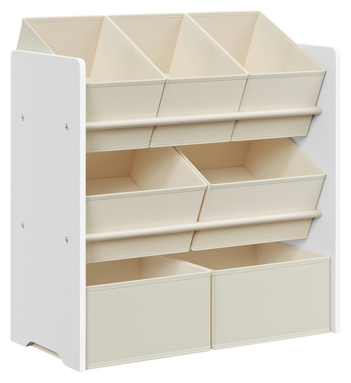 Kinderregal Toy Storage Shelf Weiß/Beige B: 62,5 cm - Beige/Weiß, MODERN, Holzwerkstoff/Textil (62,5/60/29,5cm) - MID.YOU