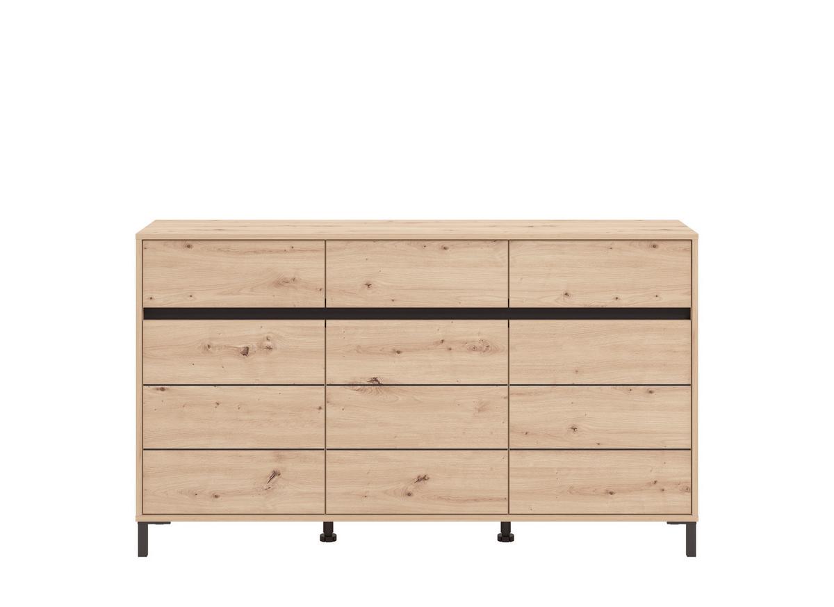 Komód Marron - fekete/Artisan tölgy, Basics, faalapú anyag (157/90/40cm)