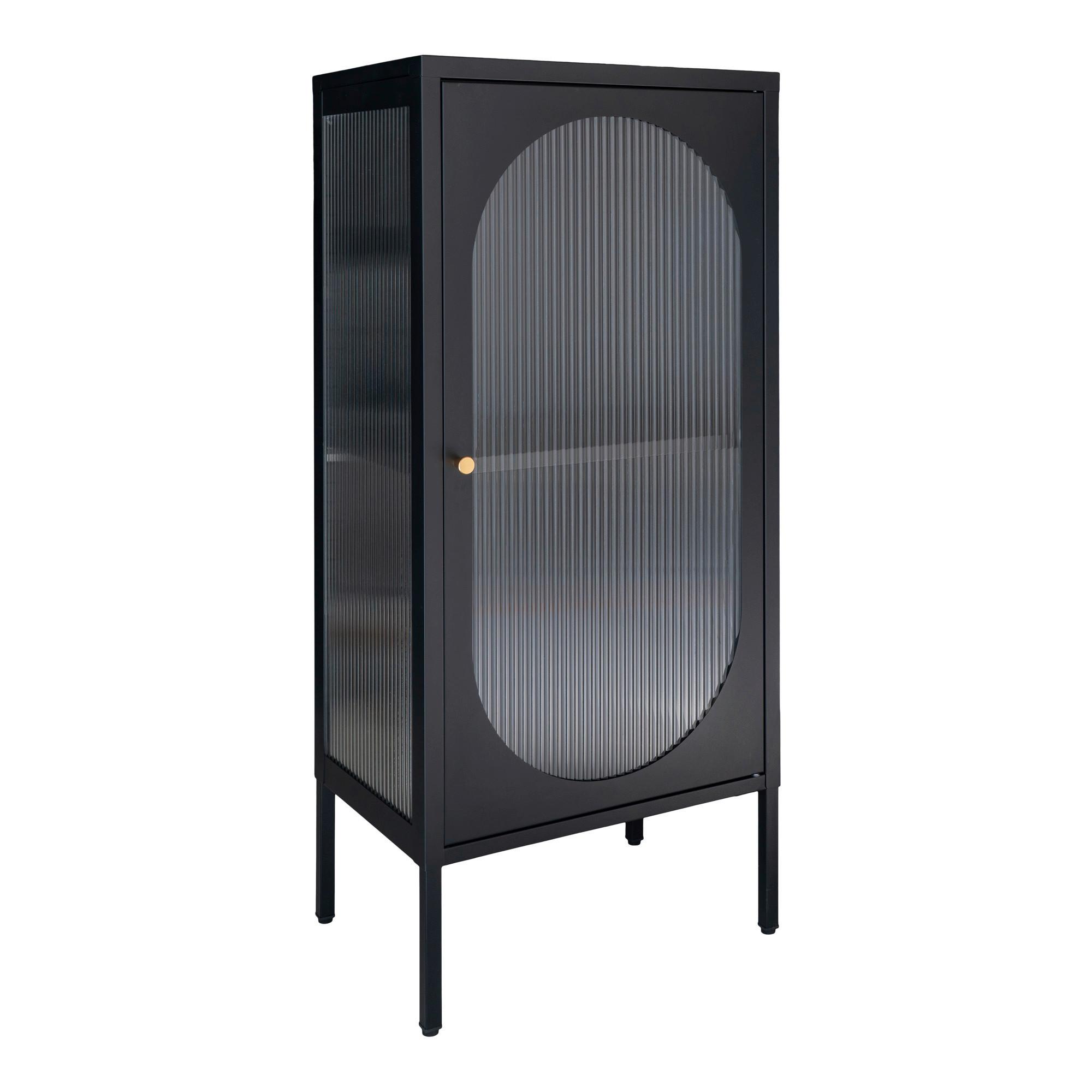 GARDEROBENSCHRANK Adelaide Schwarz B: 50cm - Transparent/Schwarz, Design, Glas/Metall (50/110/50cm) - MID.YOU