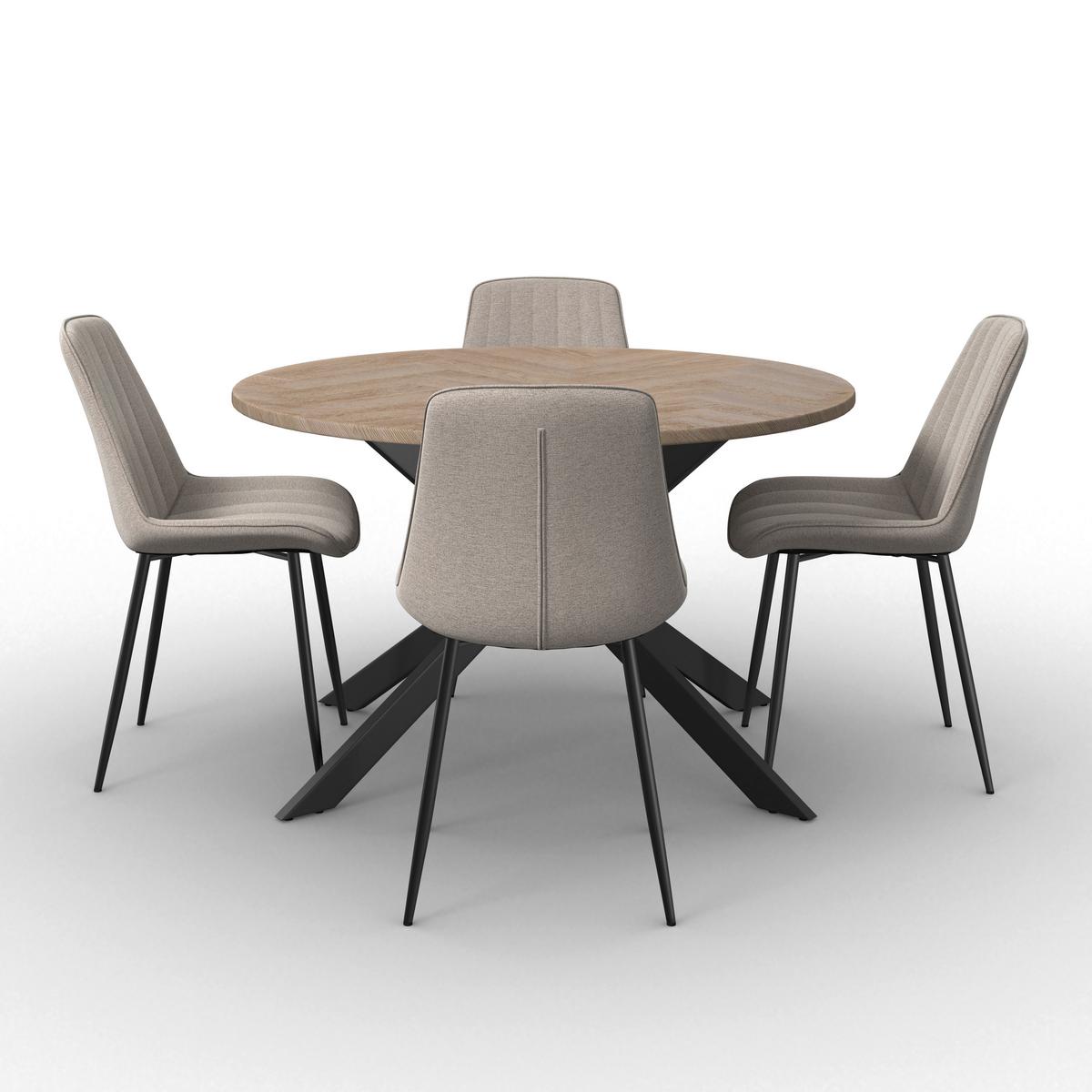Jídelní set Eolona, 120cm - černá/krémová, Moderní, kov/kompozitní dřevo (120/76/120cm) - Bessagi Home
