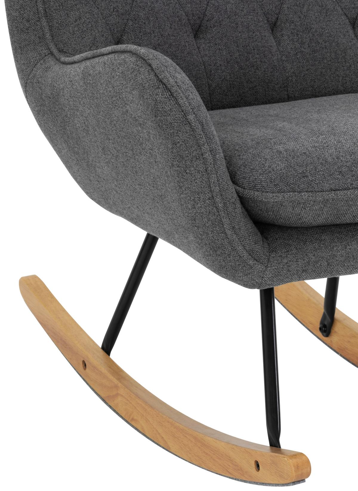 Schaukelstuhl Chester - Schwarz/Naturfarben, Basics, Holz/Textil (69/100/84,5cm) - P & B