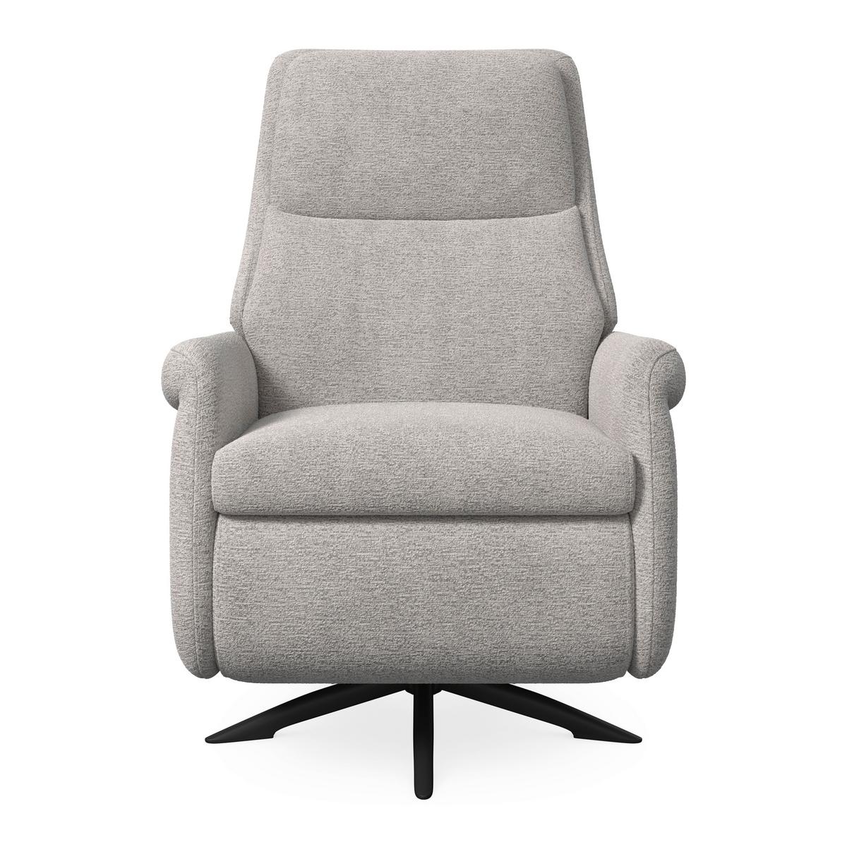 Relaxační křeslo ALICE, světle šedé buklé, max. 140 kg - černá/světle šedá, Moderní, kov/dřevo (76/110/94cm) - Bessagi Home