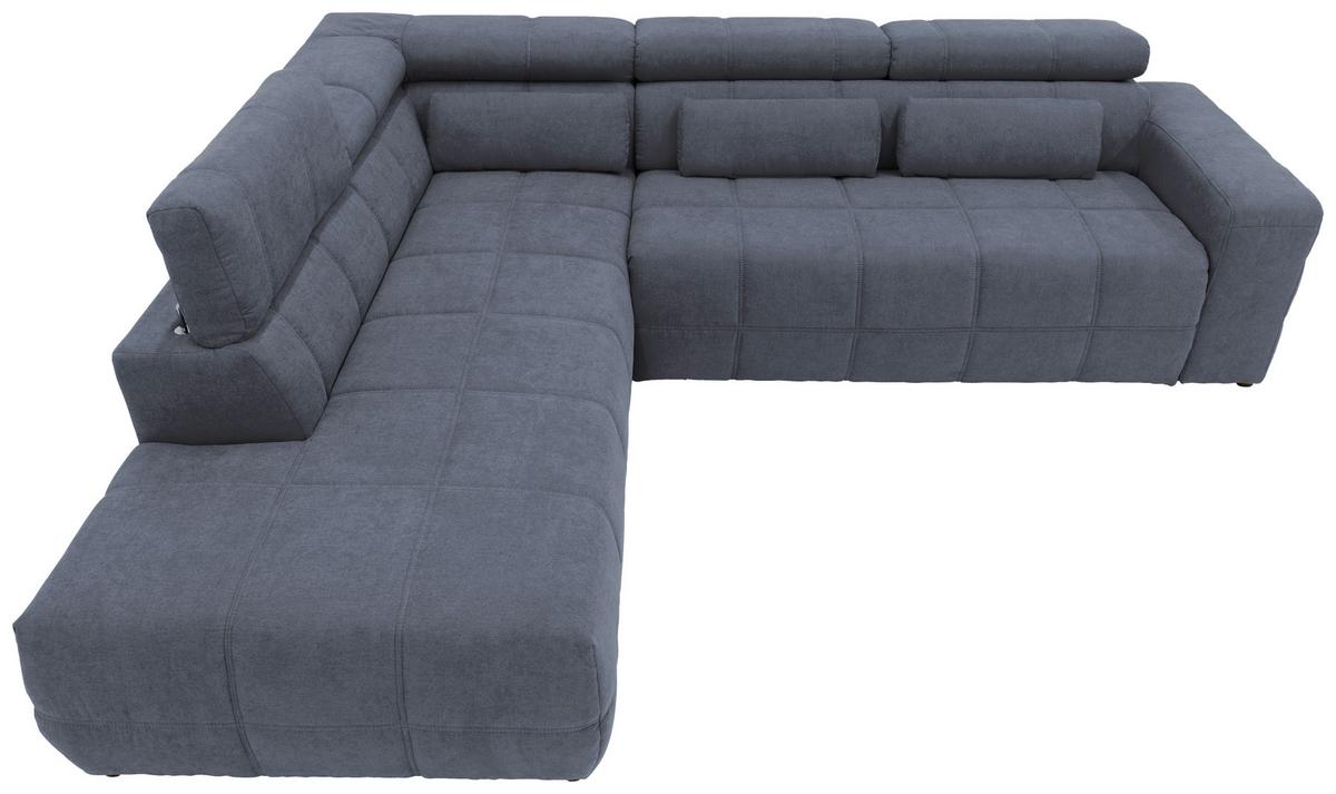 Ecksofa Mit Sitztiefen- Verstellung Brandon Dunkelgrau - Dunkelgrau/Schwarz, Design, Textil (228/275cm) - MID.YOU