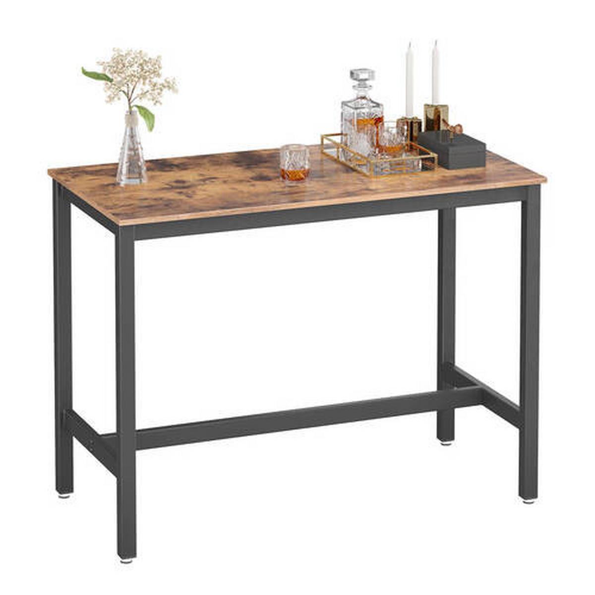 Bartisch Vasagle 120x60x90 cm Braun, Schwarz - Schwarz/Braun, Natur, Holzwerkstoff/Metall (120/60/90cm) - Boxxx