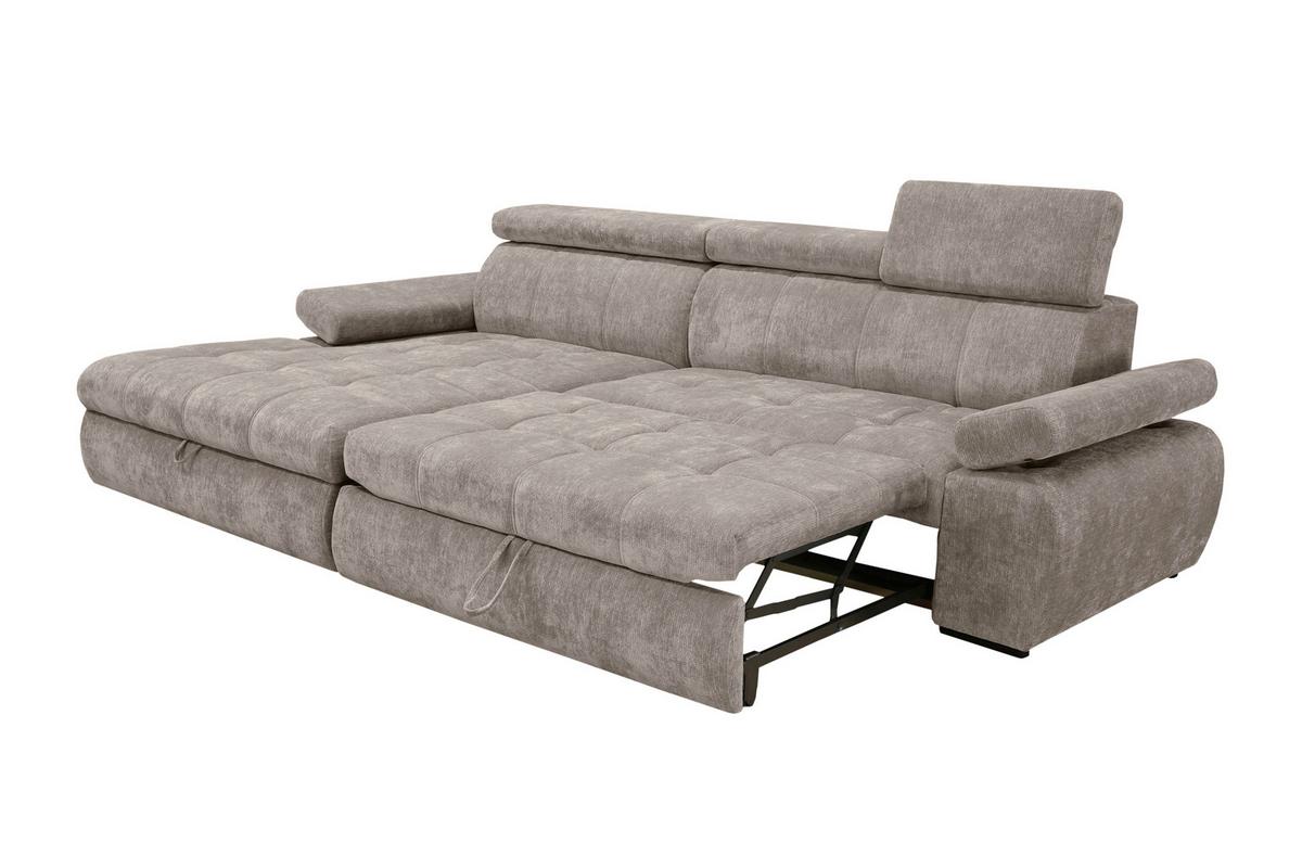Rohová sedačka VEGAS, levá, šedohnědá žinylka - černá/šedohnědá, Design, dřevo/textil (173/294cm)