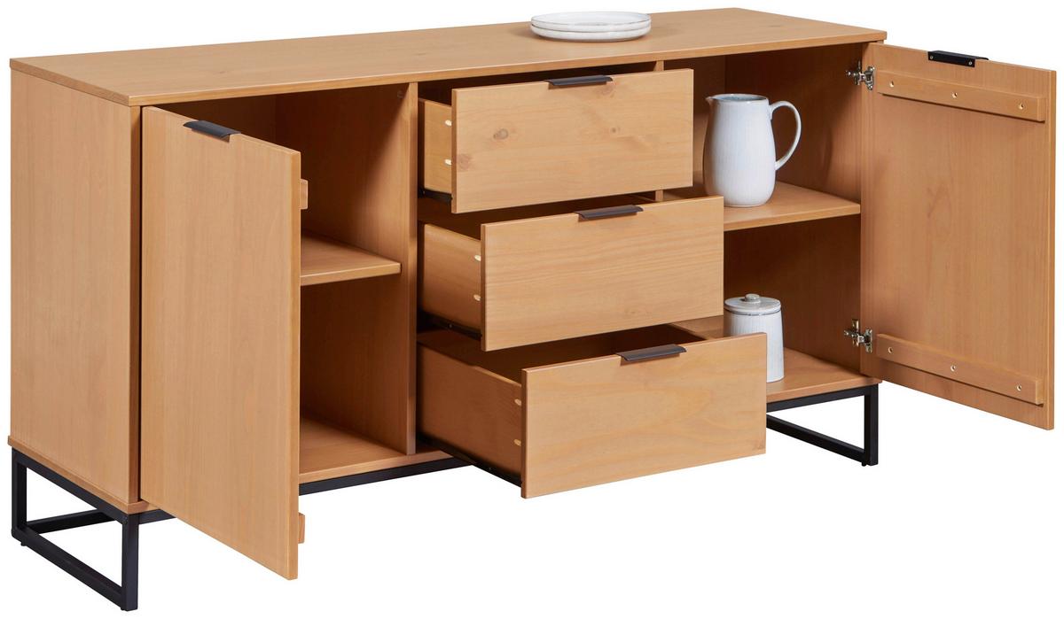 Sideboard Vivo - Eichefarben/Schwarz, Design, Holz (150/80/45cm) - Livetastic
