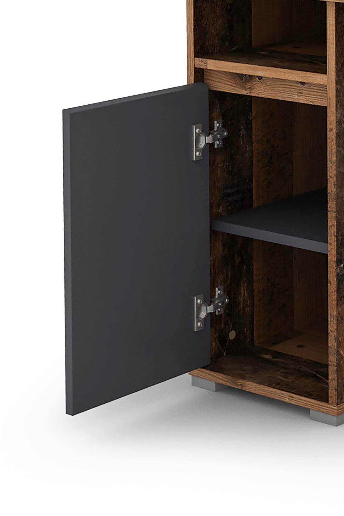 Schreibtisch Mit Schubladen Lxbxh: 138x55x75 Cm Lobo - Alteiche/Anthrazit, KONVENTIONELL, Holzwerkstoff (138/55/75cm) - MID.YOU