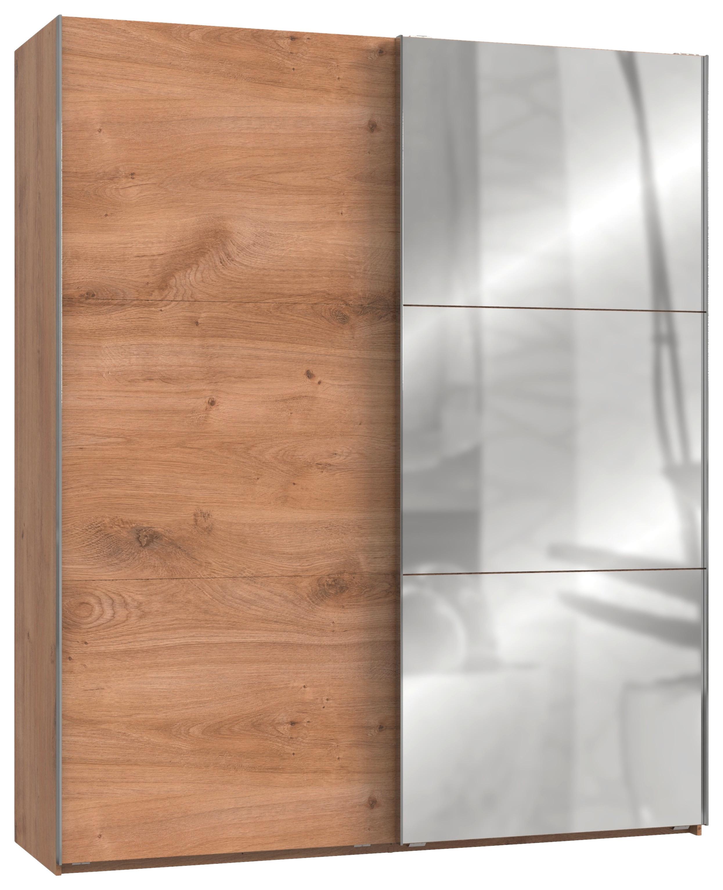 Schwebetürenschrank 200cm Level, Eiche Dekor - Eichefarben/Silberfarben, MODERN, Holzwerkstoff (200/236/65cm) - MID.YOU