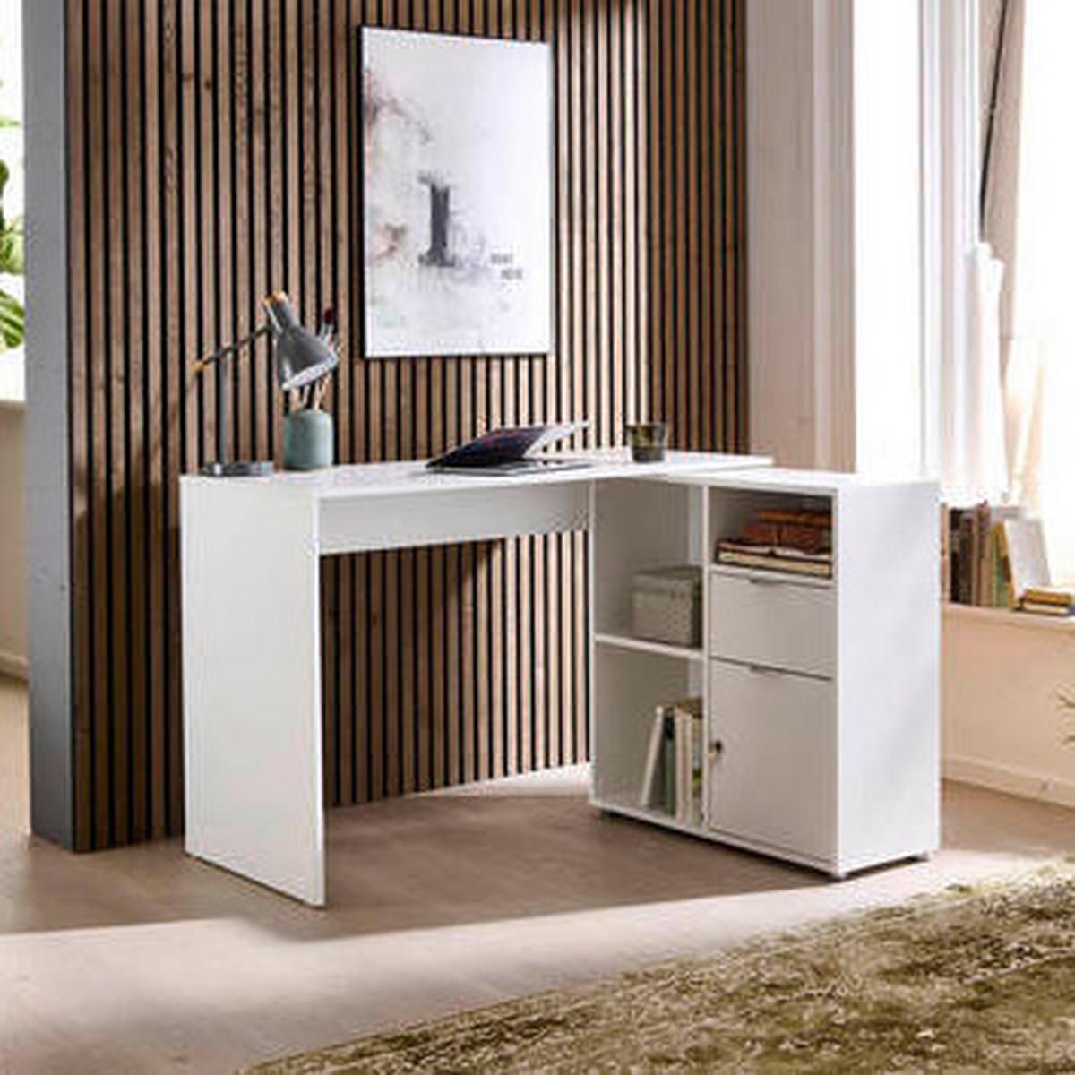 Schreibtischkombination Leni Weiß L: 110cm - Weiß, MODERN, Holzwerkstoff (110/85/74cm) - MID.YOU