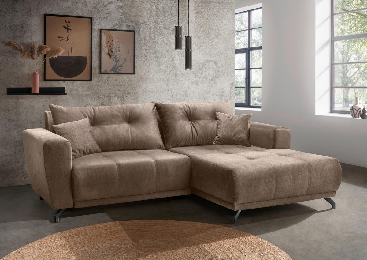 Ecksofa Restato Hellbraun S: 246x177 cm - Hellbraun/Schwarz, MODERN, Textil (246/177cm) - MID.YOU