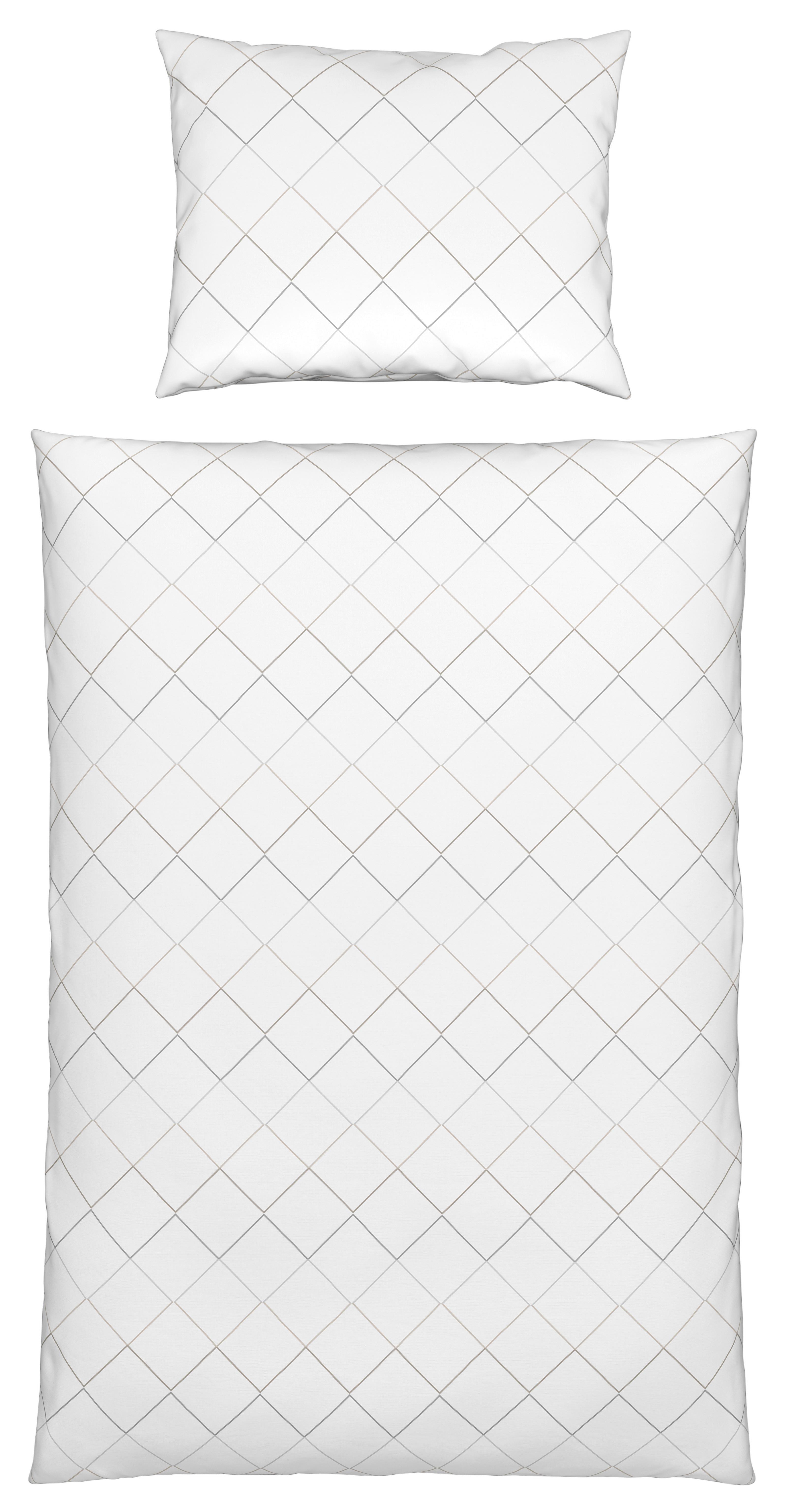 Renforce Bettwäsche 140x200 cm Kimi Baumwolle Weiß/Beige - Beige/Weiß, MODERN, Textil - Luca Bessoni