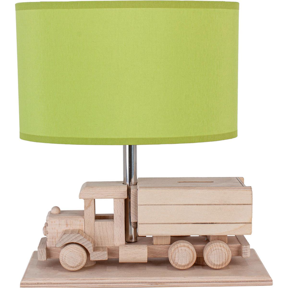 Kindertischleuchte 4112425 Lkw Mit Spardose - Naturfarben/Grün, Natur, Holz/Holzwerkstoff (32/14/27cm)