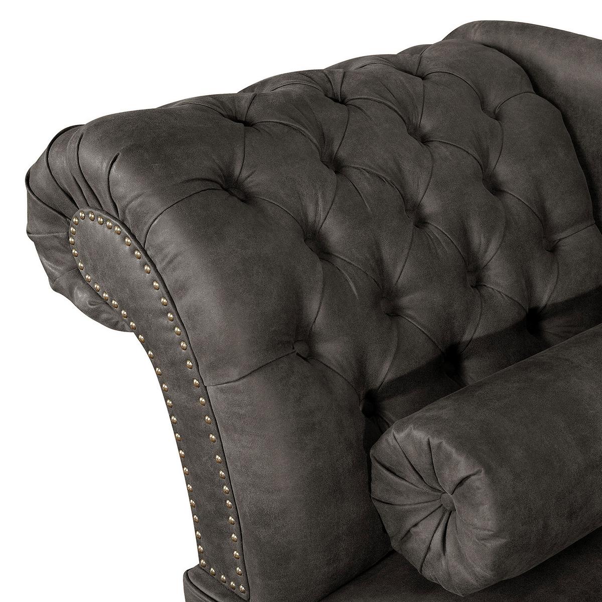 Récamiere Pako Grau B: 185cm - Braun/Grau, Design, Textil (185/93/75cm) - Livetastic