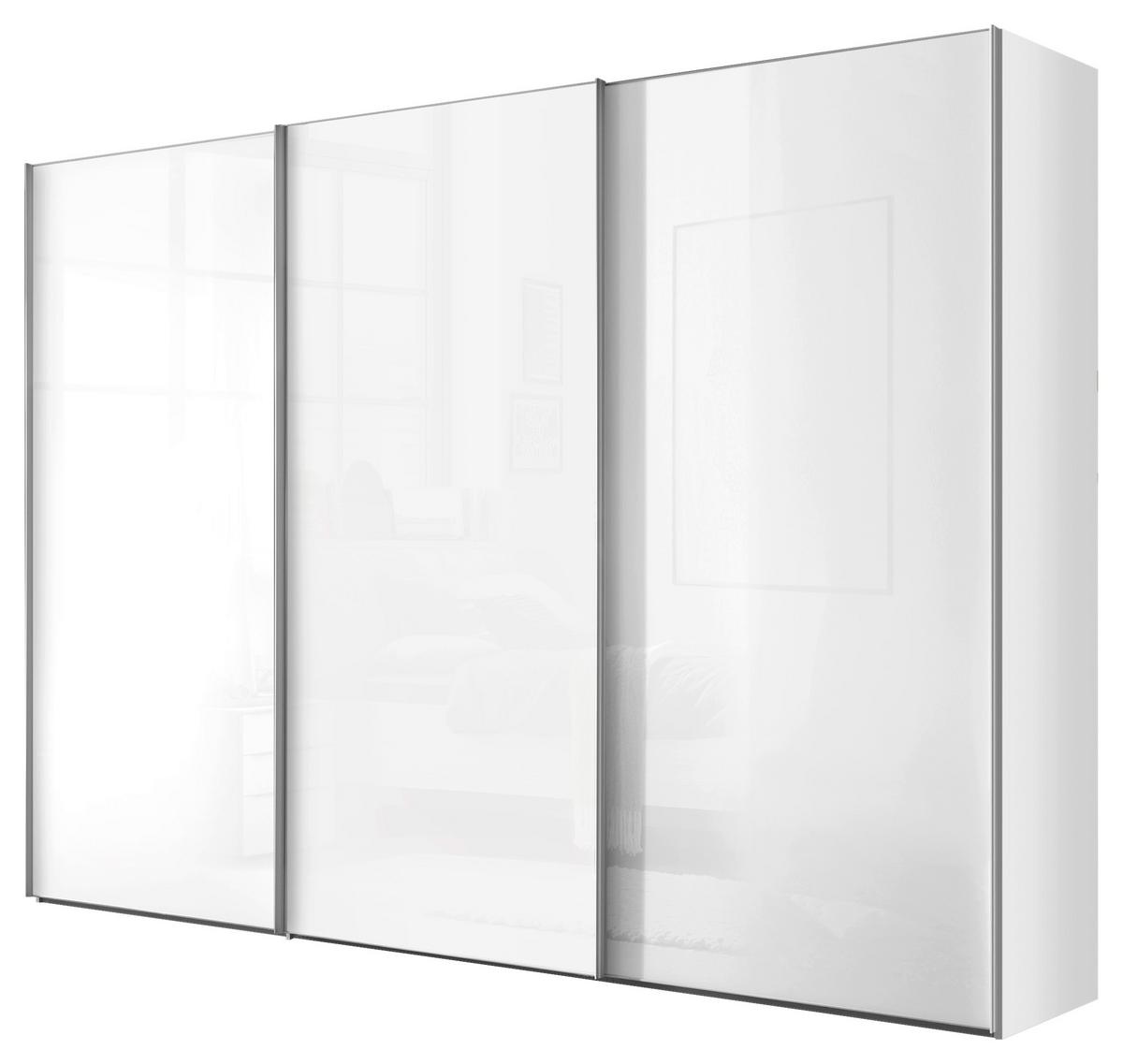Skříň s posouvacími dveřmi LUMOS, šírka 298 cm - bílá/barvy hliníku, Konvenční, kov/kompozitní dřevo (298/222/68cm)