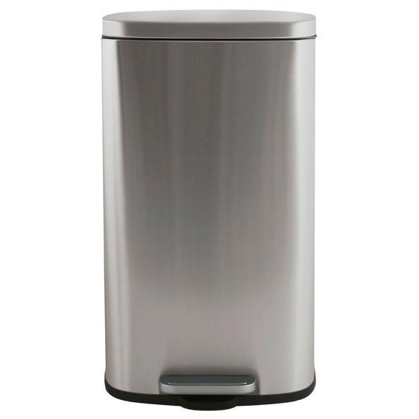 Treteimer Akira 50l Silberfarben Metall LxBxH: 42,7x29,7x64,3 cm - Silberfarben/Schwarz, Basics, Kunststoff/Metall (42,7/29,7/64,3cm) - Spirella