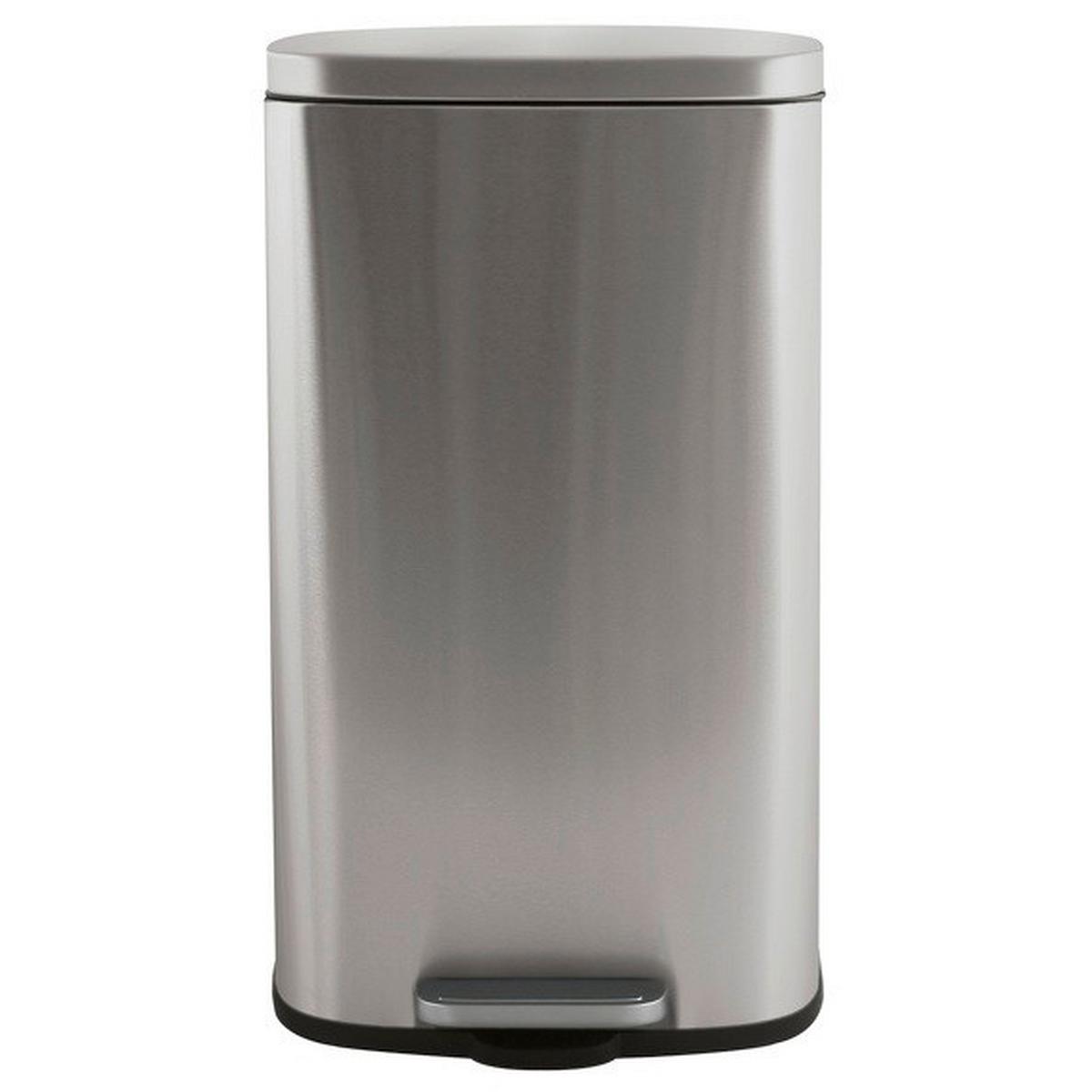 Treteimer Akira 50l Silberfarben Metall LxBxH: 42,7x29,7x64,3 cm - Silberfarben/Schwarz, Basics, Kunststoff/Metall (42,7/29,7/64,3cm) - Spirella