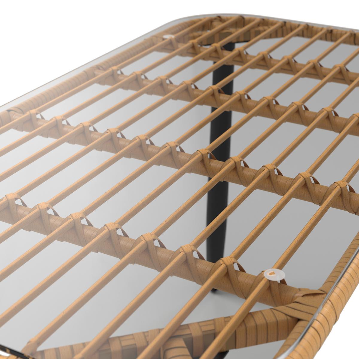 Loungegarnitur Kreta - Naturfarben/Grau, MODERN, Glas/Kunststoff (122cm) - Beldano