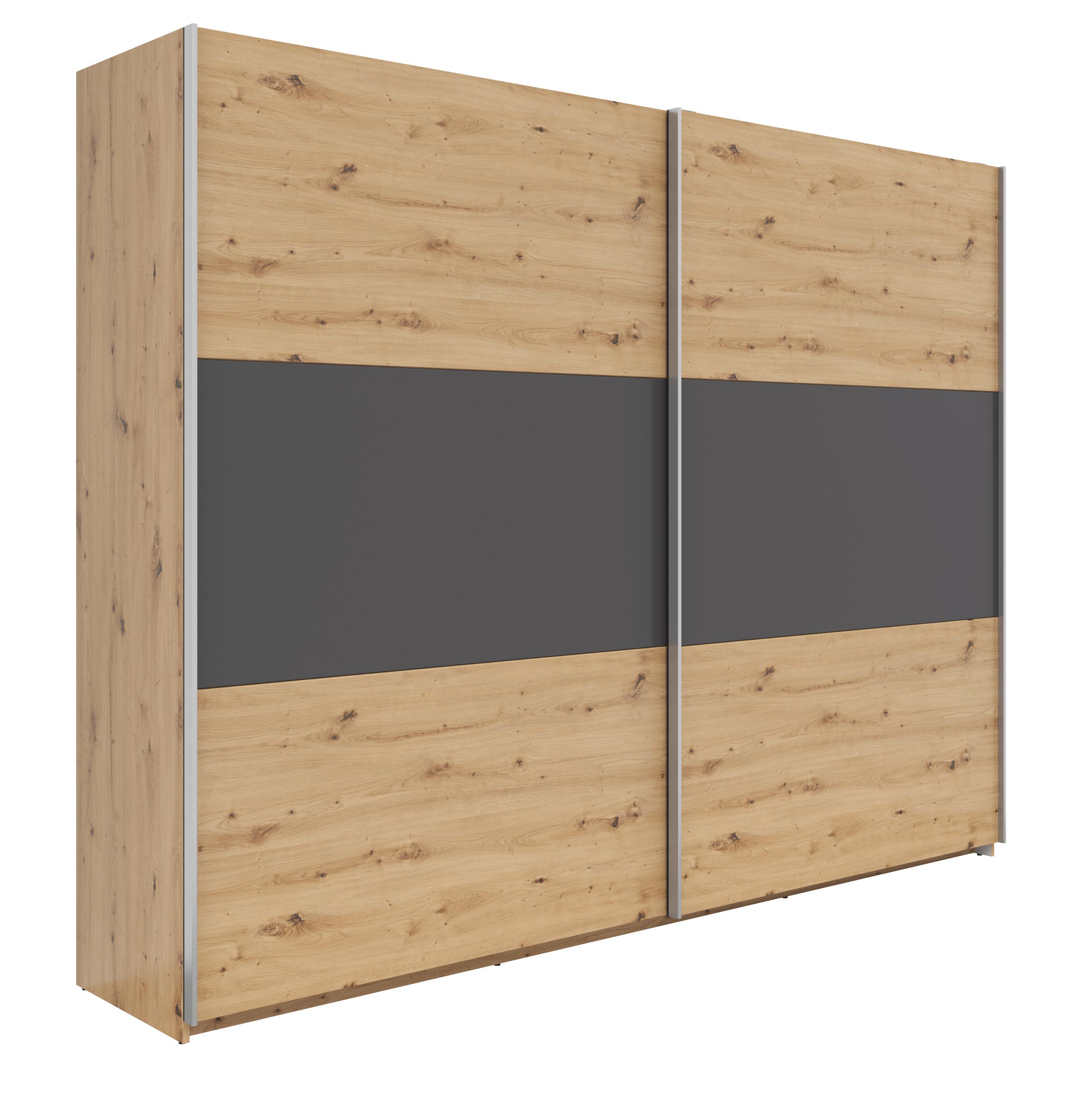 Schwebetürenschrank 270cm Saturn Artisan Eiche / Graphit - Graphitfarben/Eiche Artisan, KONVENTIONELL, Holzwerkstoff (270/210/59cm)