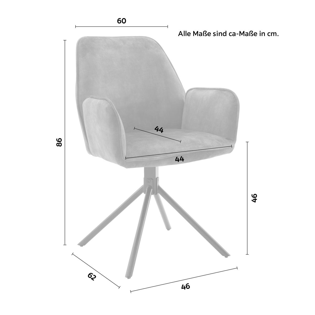 ŽIDLE S PODRUČKAMI OTTAWA - šedá/černá, Moderní, kov/textil (60/89/64cm) - Premium Living