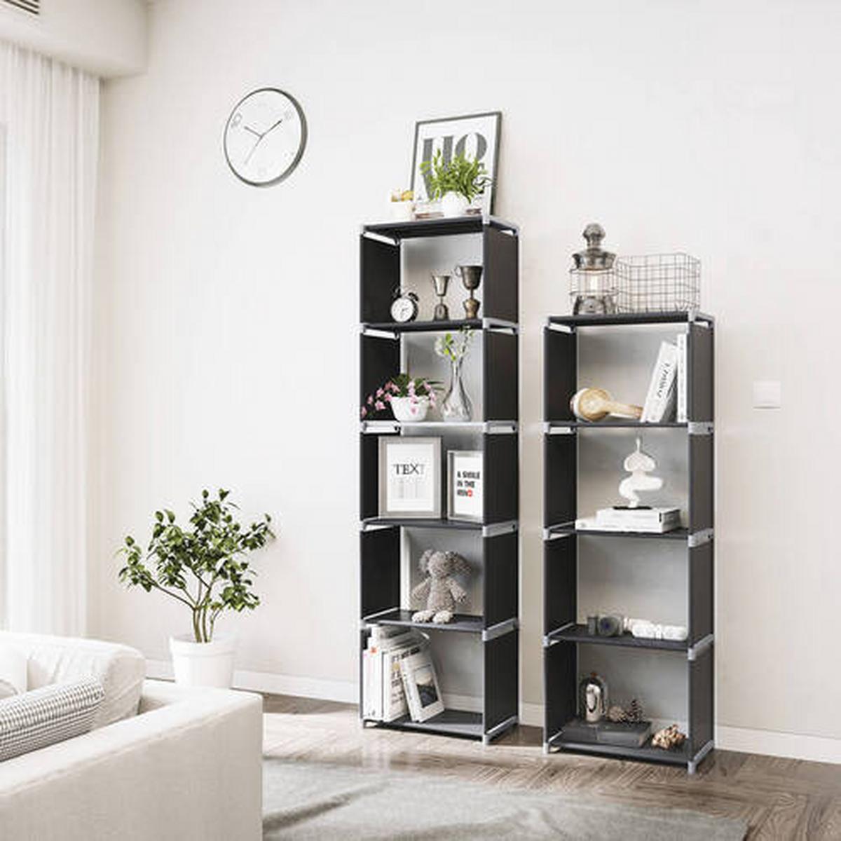 REGALKOMBINATION B: 50 cm, Schwarz - Schwarz, Basics, Kunststoff/Textil (50/180/30cm) - Boxxx
