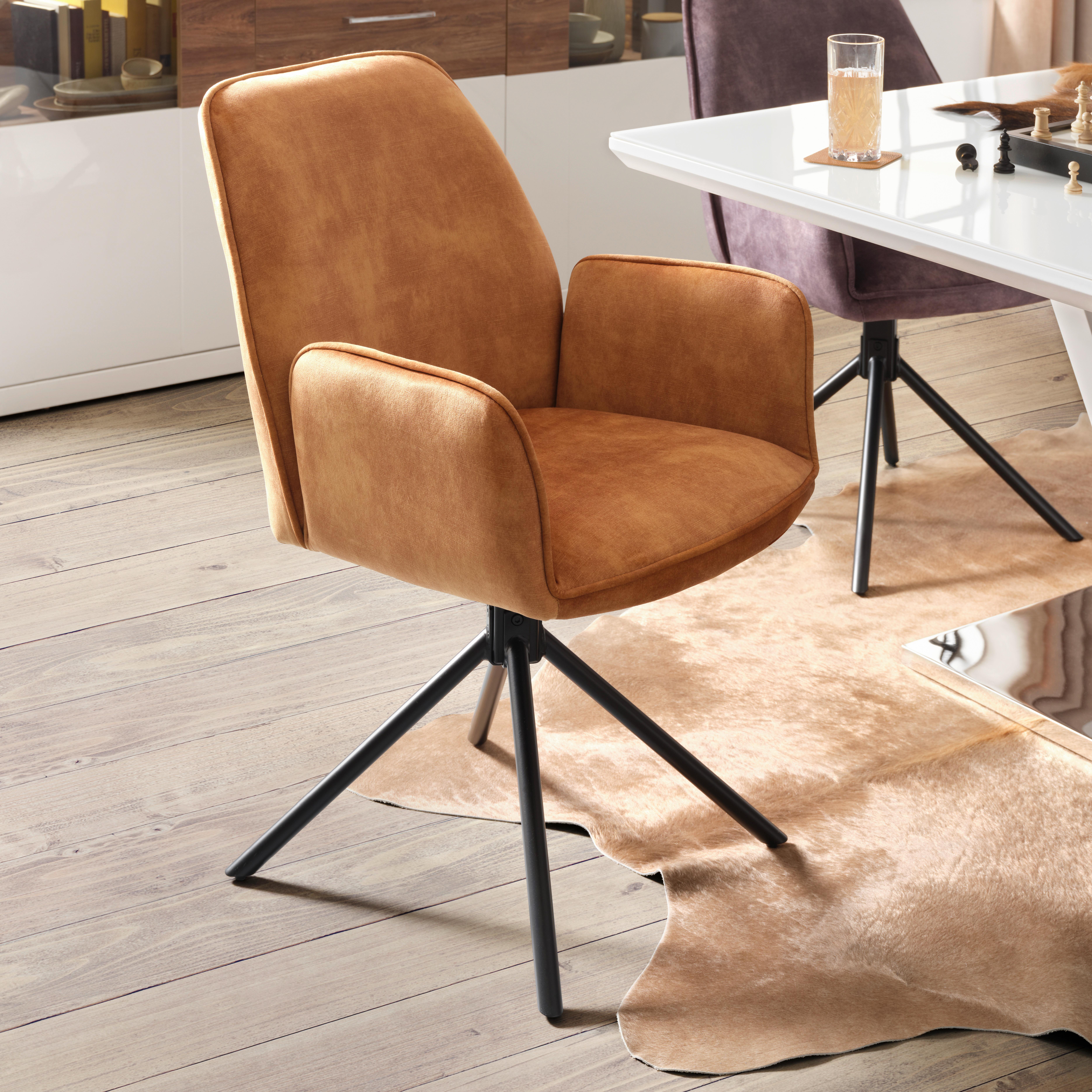 ŽIDLE S PODRUČKAMI OTTAWA - curry žlutá/černá, Moderní, kov/textil (60/89/64cm) - Premium Living