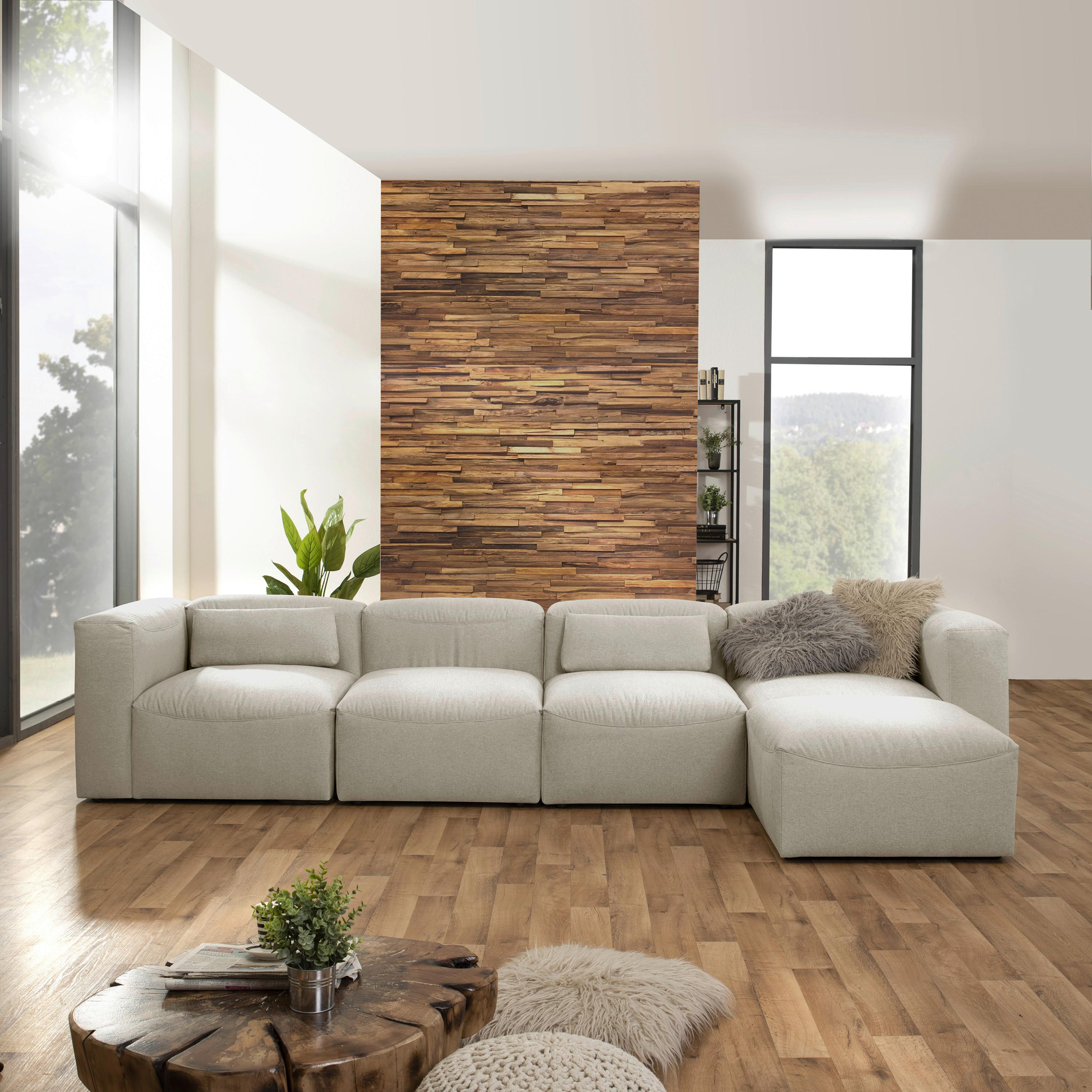Ecksofa Lena Creme Flachgewebe - Creme, Design, Textil (350/73/175cm) - Max Winzer