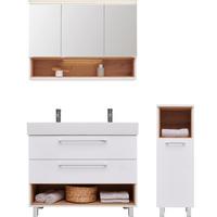 Badezimmer Mura Eiche Dekor/Weiß HG 4-Teilig - Weiß Hochglanz/Eiche Artisan, MODERN, Keramik/Holzwerkstoff (135/173,5/46,5cm)