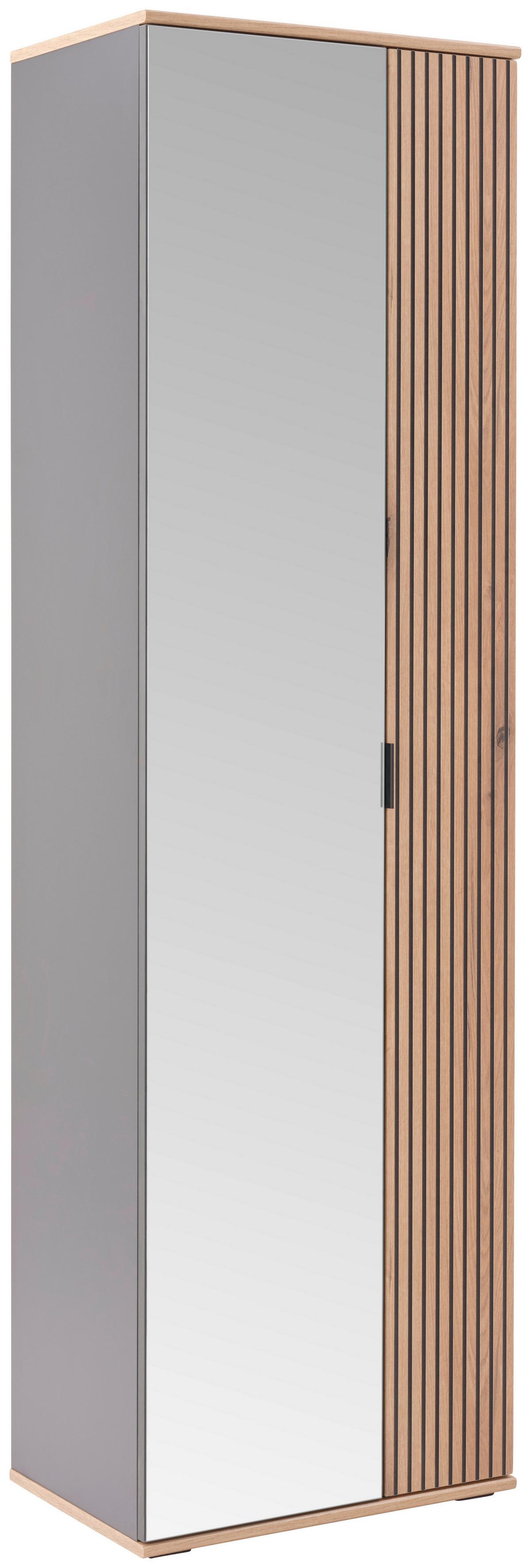 Garderobenschrank Clever Anthrazit B: 55,5 cm - Eichefarben/Anthrazit, MODERN, Glas/Holzwerkstoff (55,5/193/38cm)