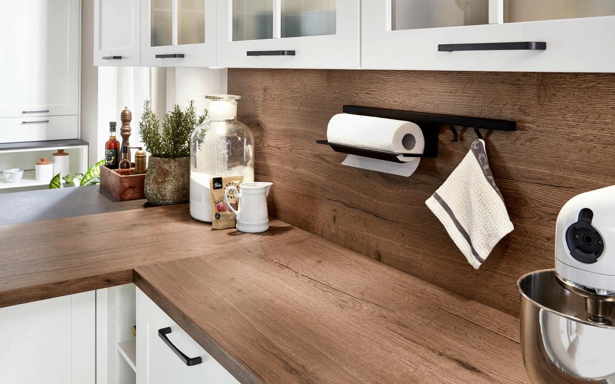 Einbauküche Neapel Frei Planbar Landhausstil - Eichefarben/Schwarz, MODERN, Holzwerkstoff - Vertico