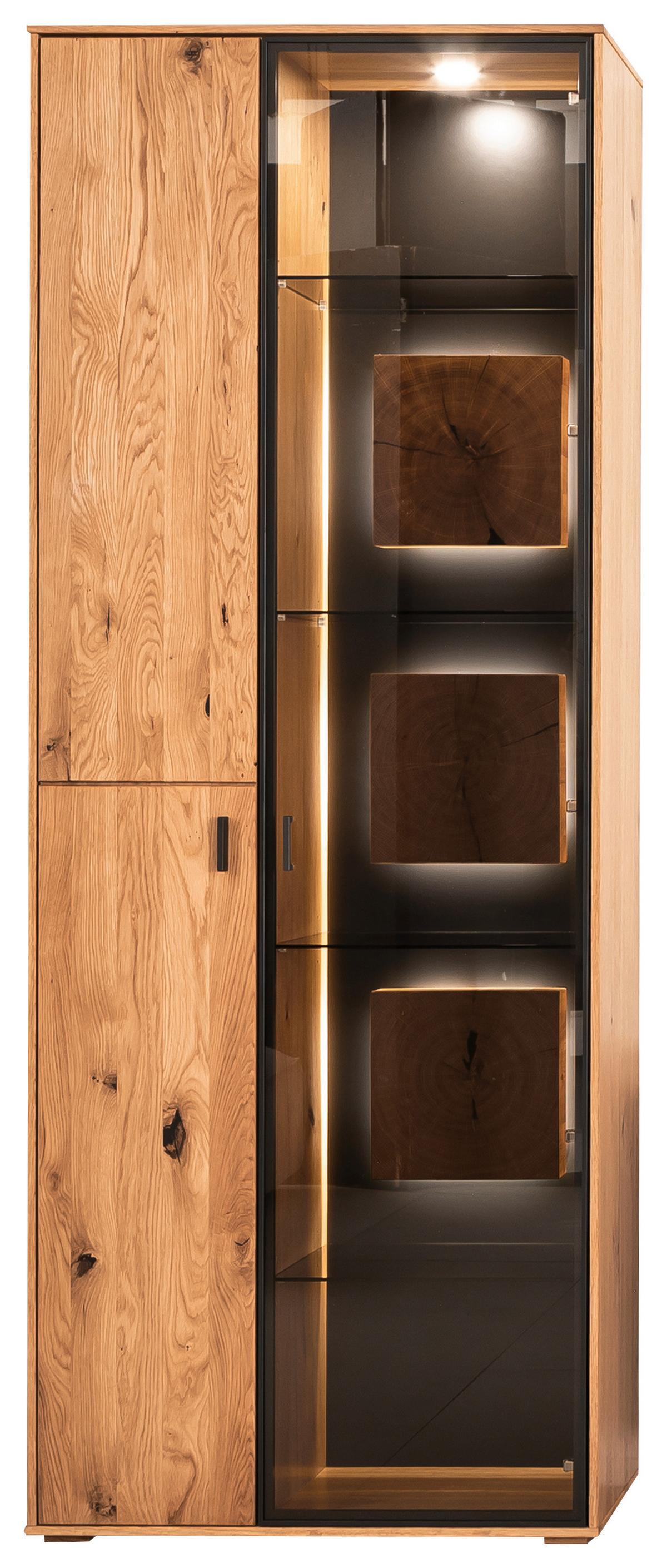 Vitrine Assini Wildeiche B: 78 cm - Wildeiche, Design, Glas/Holz (78/206/37cm) - MID.YOU