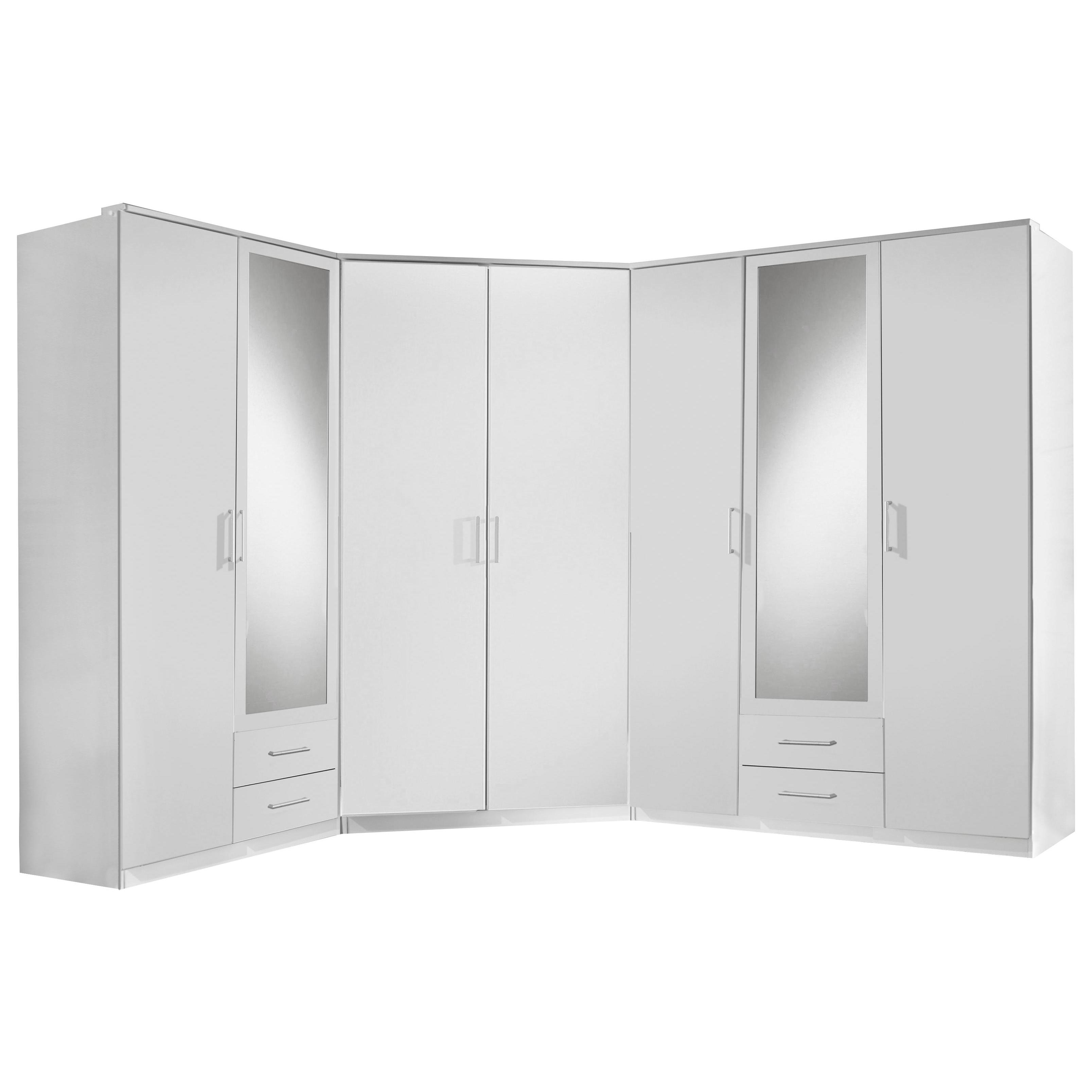 Weißer Eckschrank mit 8 Einlegeböden