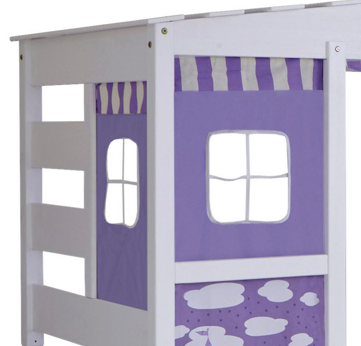 Posteľ v tvare domčeka LIO záves fialový - orgovánová, Modern, drevo (90/200cm) - MID.YOU