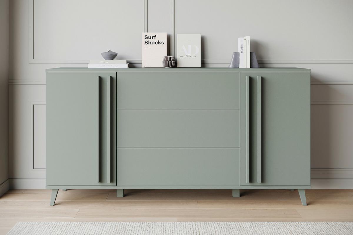 SIDEBOARD Helsinki Salbeigrün B: 150cm - Salbeigrün/Schwarz, Trend, Holzwerkstoff (150/77,8/39,5cm) - P & B