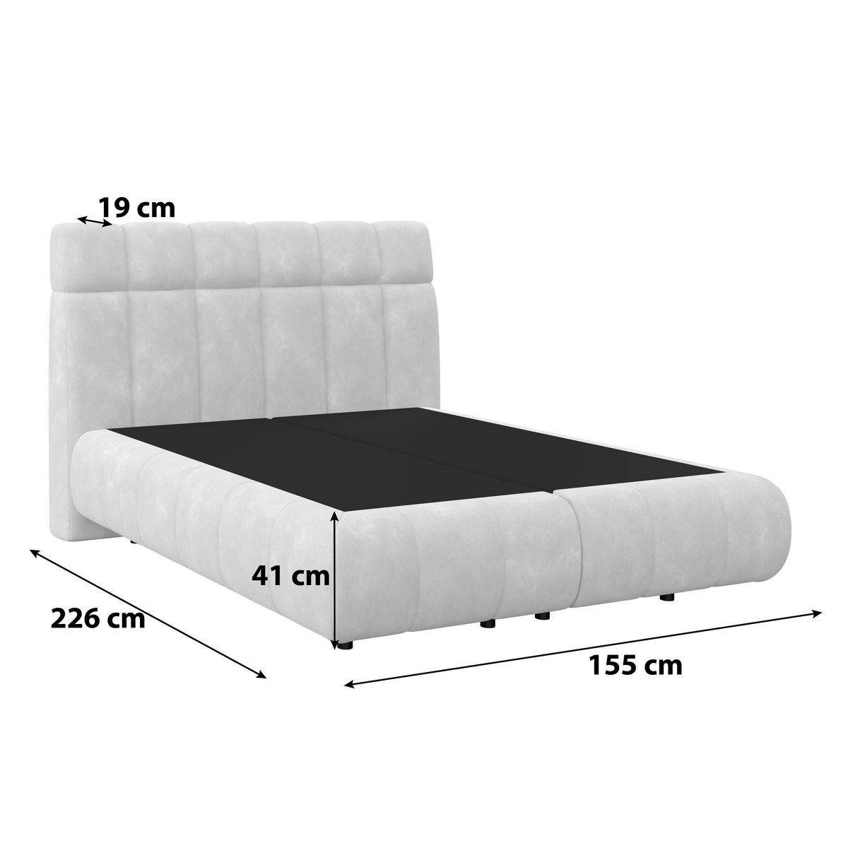 Boxspringbett Nobu o. Matratze Hellgrau, LF: 140x200 cm - Hellgrau/Schwarz, Trend, Holz/Textil (140/200cm)