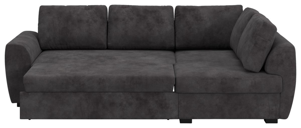 Ecksofa mit Bettfunktion Drift Microfaser schwarz, B: 253cm - Schwarz, Trend, Textil (253/154cm)