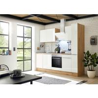 Küchenzeile Mit Geräten B: 250 Cm Weiß/eiche Dekor - Weiß Hochglanz/Eiche Artisan, LIFESTYLE, Holzwerkstoff (250/211/60cm) - Respekta