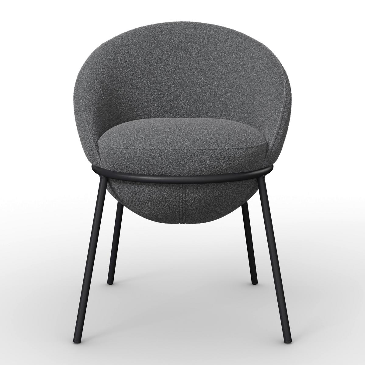 Stolička s podrúčkami Zoa, sivá - čierna/sivá, Modern, kov/drevo (57/85/61cm) - Bessagi Home